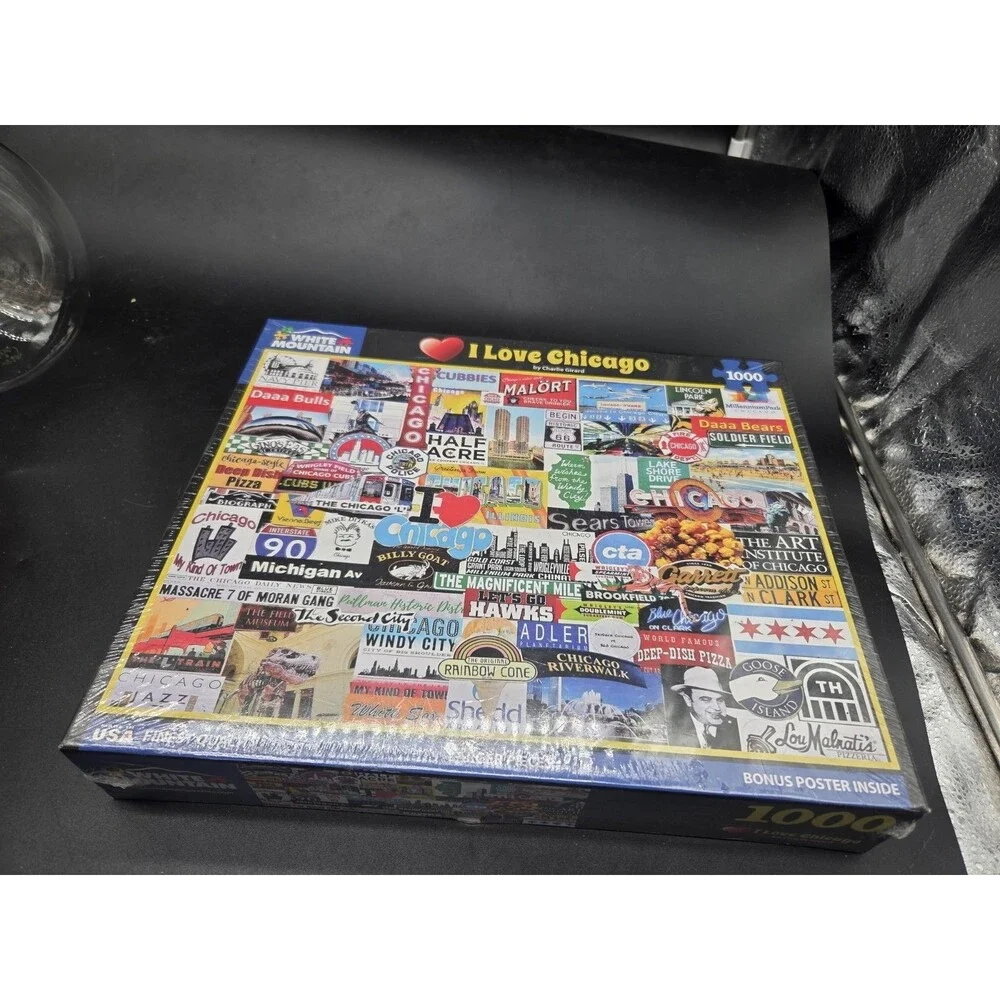 White Mountain 1000 Piece Puzzle I Love Chicago Collage